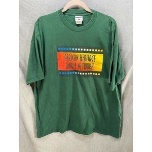 African Heritage Movie Network Shirt Adult XL Green Short Sleeve‎ Tee Mens.